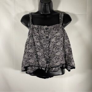 Free People Floral Black and White Women's Top
